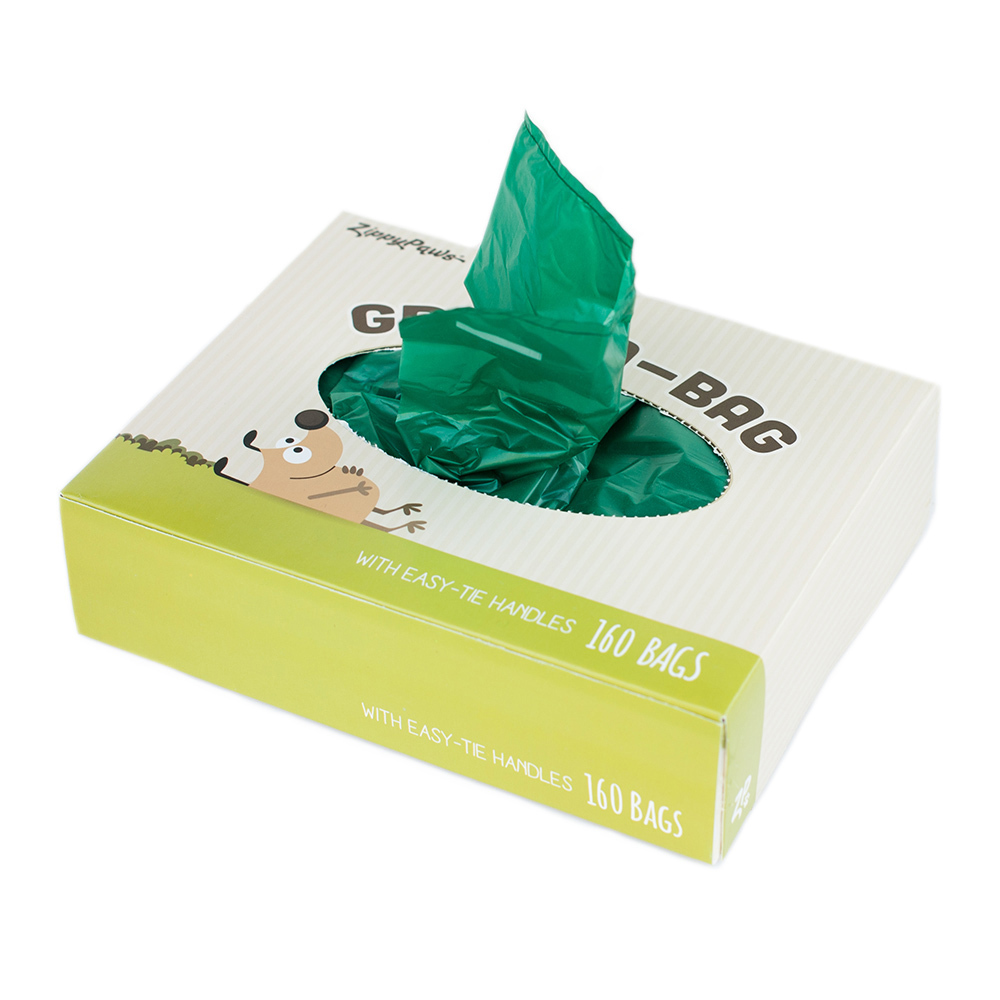 Zippy Paws Unscented Dog Poop Bags Green - Box of 160 Bags image 1