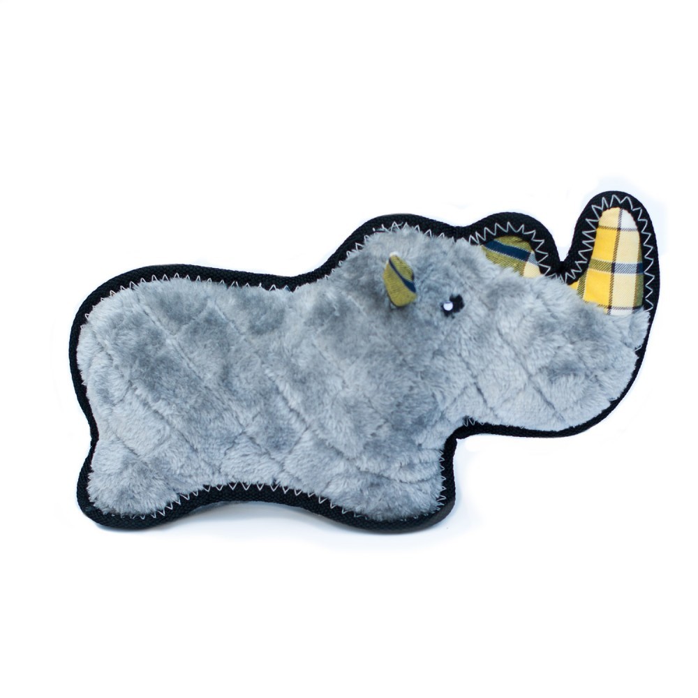 Zippy Paws Grunterz Plush Z-Stitch Dog Toy - Ronny the Black Rhino image 1