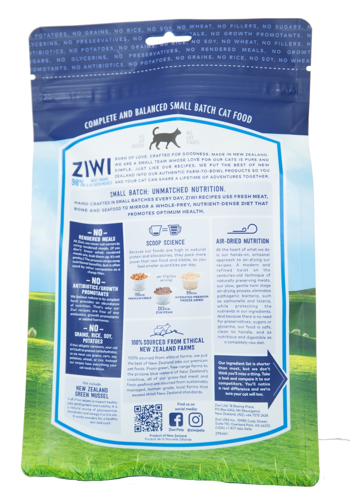Ziwi Peak Air Dried Grain Free Cat Food 400g Pouch - Lamb image 1