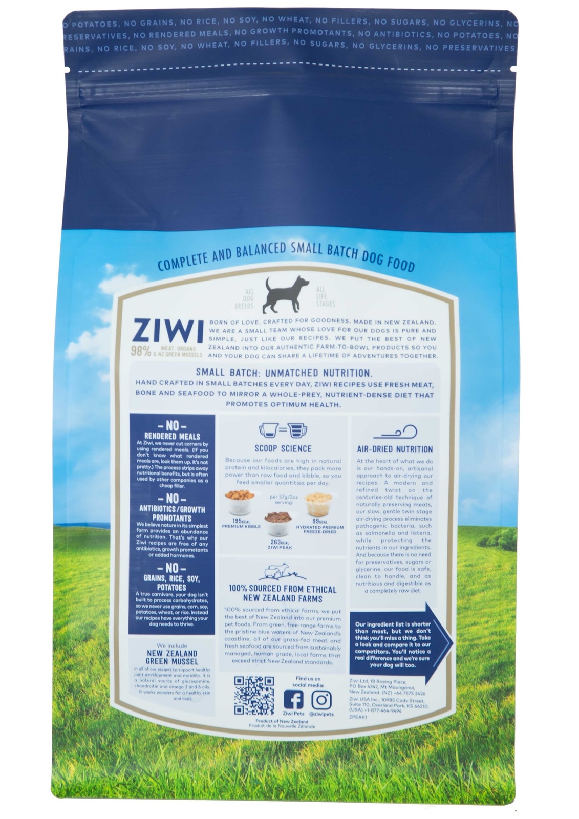 Ziwi Peak Air Dried Grain Free Dog Food 454g Pouch - Free Range Beef image 1