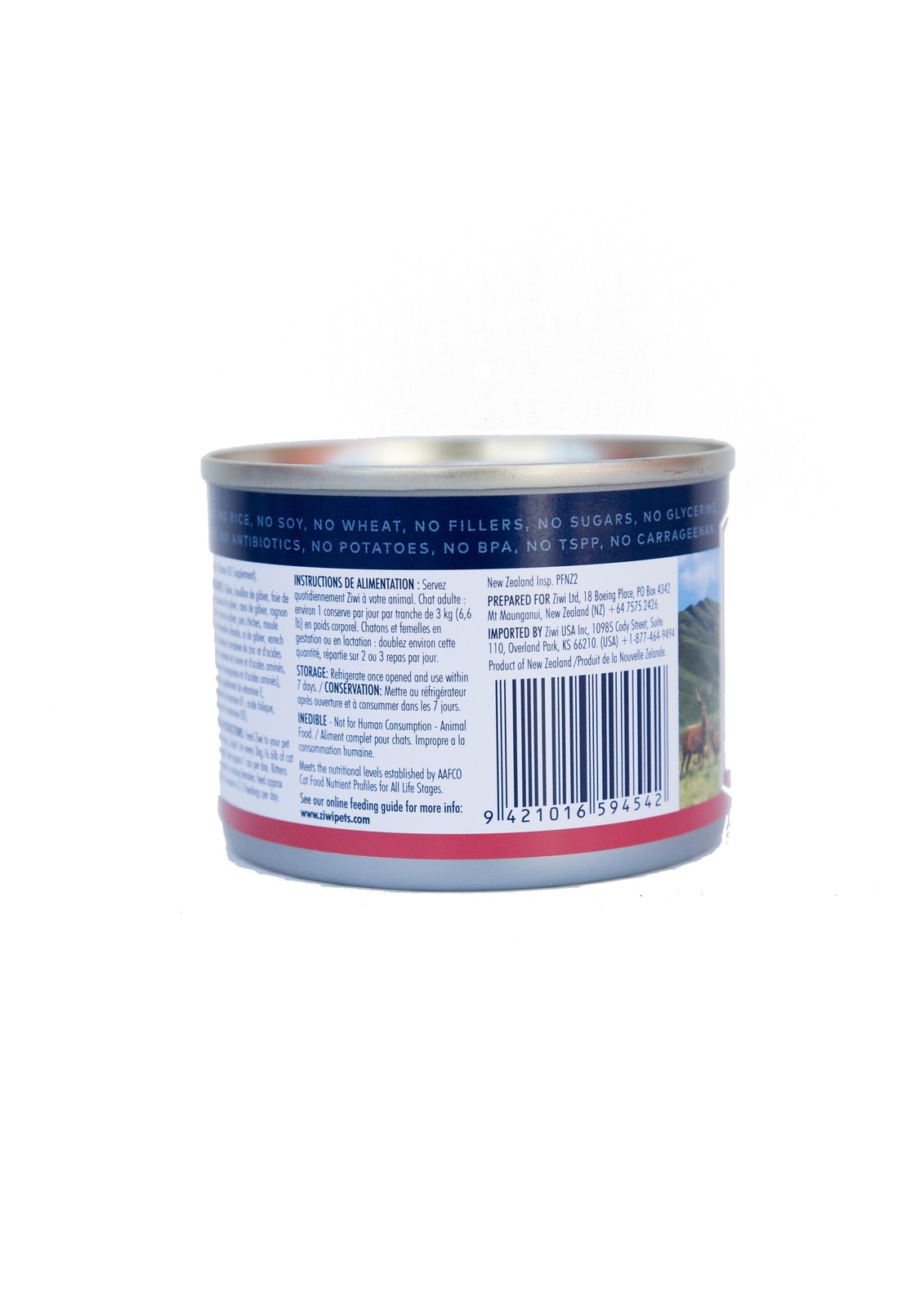Ziwi Peak Moist Grain Free Cat Food - Venison - 185g x 12 Cans image 1