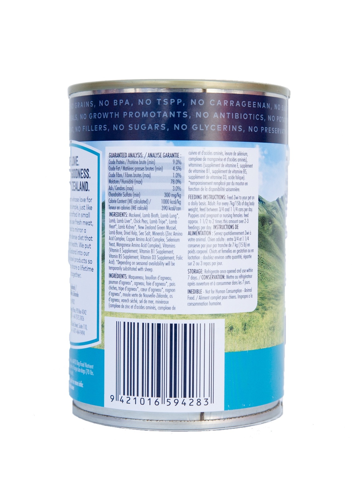 Ziwi Peak Moist Grain Free Dog Food - Mackerel & Lamb - 390g x 12 Cans image 1