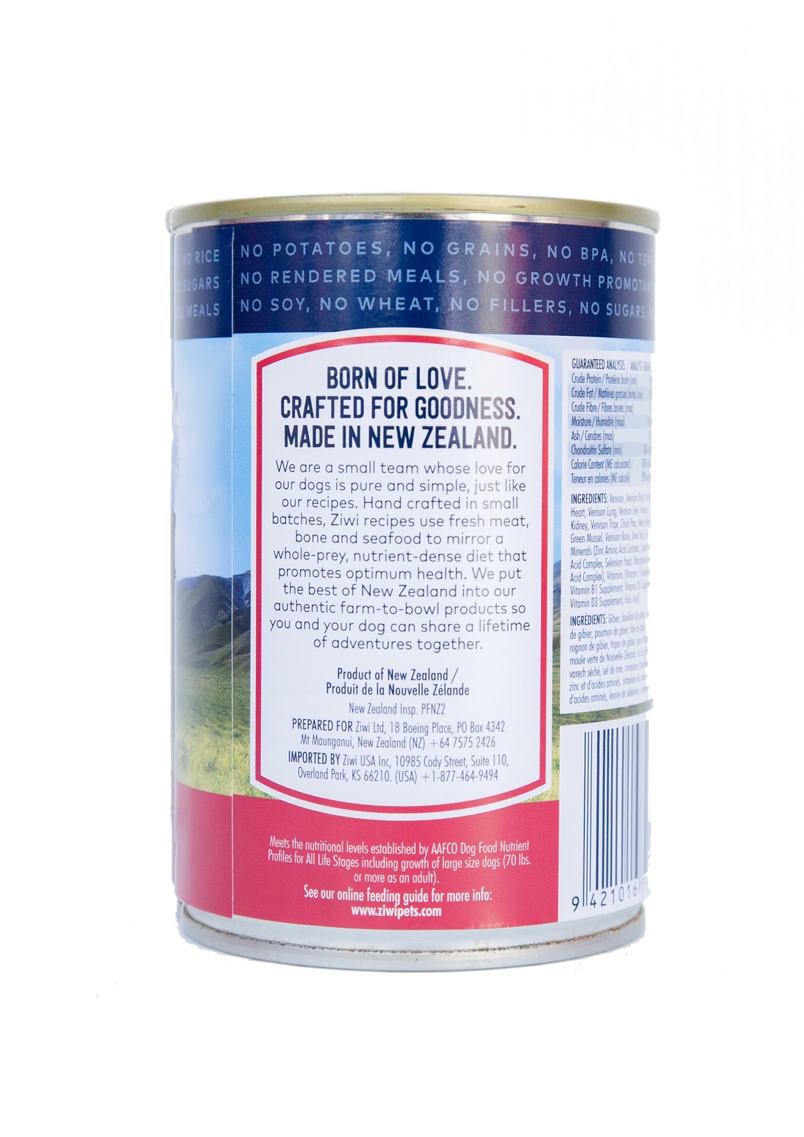 Ziwi Peak Moist Grain Free Dog Food - Venison 390g x 12 Cans image 1