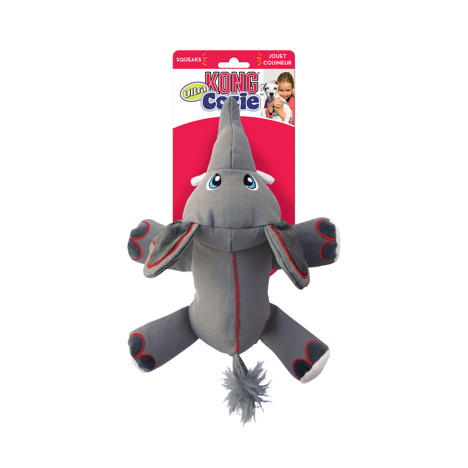 KONG Cozie Ultra Ella Elephant Canvas Squeaker Dog Toy image 1