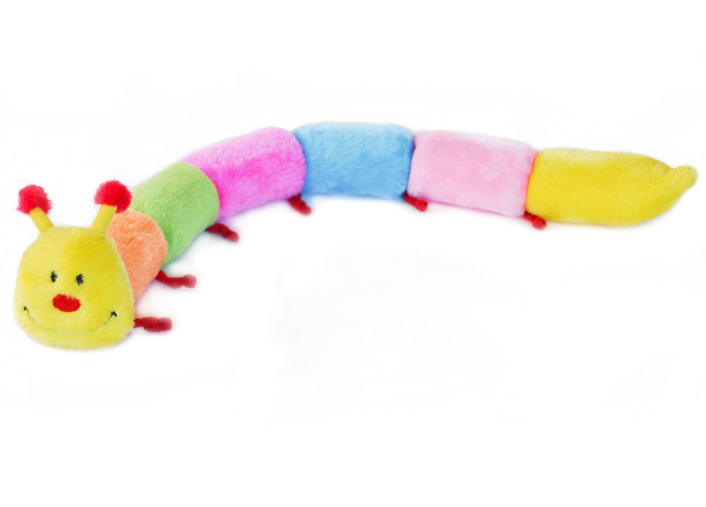Zippy Paws Long Caterpillar 6 Squeakers Plush No Stuffing Dog Toy image 1