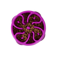 Outward Hound Mini Fun Feeder Interactive Slow Bowl for Dogs - Purple Flower image 1