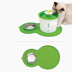 Catit Flower Fountain Placemat with Stanless Steel Bowl - Green image 1