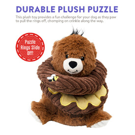 Charming Pet Ringamals Plush Puzzle Dog Toy - Honey Bear image 1