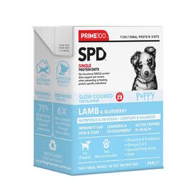 Prime100 SPD Slow Cooked Puppy Food Single Protein Lamb & Blueberry 12 x 354g image 1