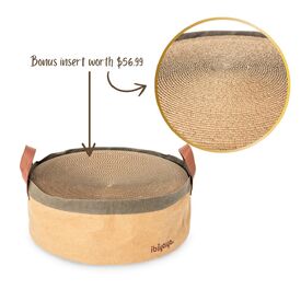 Ibiyaya Sand Dune Round Cat Scratcher with Replaceable Insert + BONUS INSERT image 1