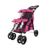 Ibiyaya Double Decker Pet Stroller for Multiple Pets - Red Violet image 1