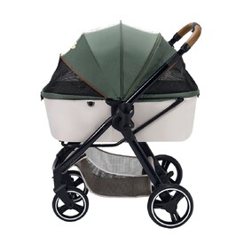 Ibiyaya Retro Luxe Folding Pet Stroller for Pets up to 30kg - Soft Sage  image 1