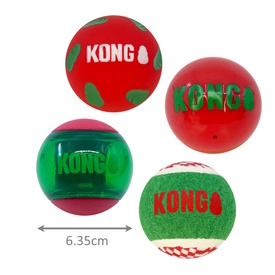 KONG Christmas Holiday Occasions Balls Dog Toy - 3 Pack of 4 Medium Balls image 1