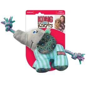 3 x KONG Knots Carnival Canvas Plush Dog Toy with Rope - Elephant - Medium/Large image 1