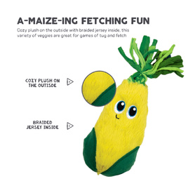 Outward Hound Fetchtables Corn Plush Squeaker Crinkle Dog Toy image 1