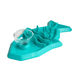 Petstages Hunt N Snack Mat Wet and Dry Slow Food Bowl for Cats - Blue image 1