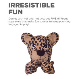 Outward Hound Tuggy Buddys Plush Squeaker Dog Tug Toy - Leopard image 1
