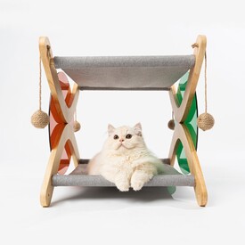 Pidan Double-Storey Hammock Cat Bed in Beechwood & Acrylic image 1