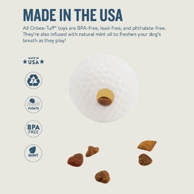 Planet Dog Durable Treat Dispensing & Fetch Dog Toy - Golfball  image 1