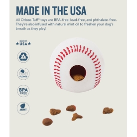 Planet Dog Durable Treat Dispensing & Fetch Dog Toy - Baseball  image 1