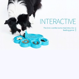 PAW 2-in-1 Slow Feeder & Anti-Anxiety Food Lick Pad for Cats & Dogs - Blue image 1
