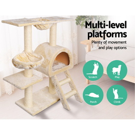 Cat Tree 100cm Scratching Post Scratcher Tower Cat Condo House - Beige image 1