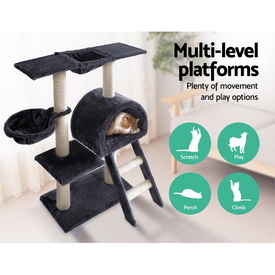 Cat Tree 100cm Trees Scratching Post Scratcher Tower Condo House Furniture Wood Feline image 1