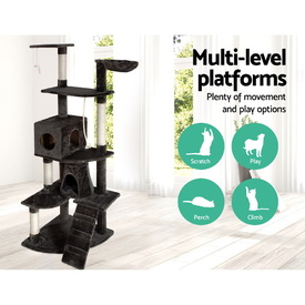Cat Tree 193cm Trees Scratching Post Scratcher Tower Condo House Furniture Wood image 1