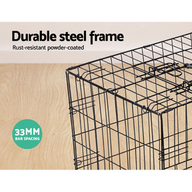 Portable Black Steel Rust-Resistant Dog Crate Foldable with Leak-Proof Trayze 48 image 1