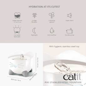 Catit Pixi Fountain with Refill Alert for Cats & Dogs - 2.5 Litres - Blue image 1