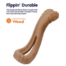 Petstages Dogwood Flip & Chew Real Wood Textured Dog Bone - Medium image 1