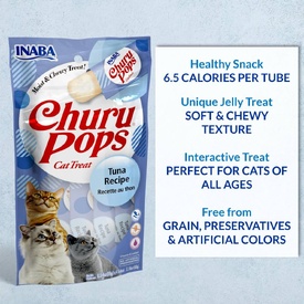Inaba Cat Churu Pops Meal Topper Treat - Creamy Tuna & Chicken Recipe 24 x 15g Tubes image 1