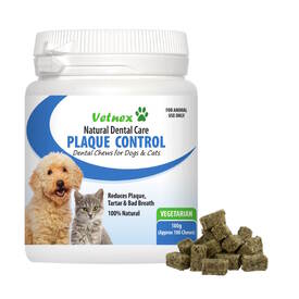 Vetnex Plaque Control Dental Chews for Dogs & Cats 100 chews - Liver/Salmon or Vegie image 1