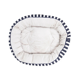 Mog & Bone 4 Seasons Reversible Dog Bed - Navy Hamptons Stripe image 1