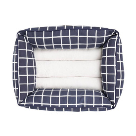 Mog & Bone Bolster Dog Bed - Navy Check image 1