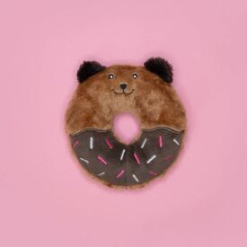 Zippy Paws Donutz Buddies Plush Squeaker Dog Toy - Bear  image 1