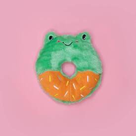 Zippy Paws Donutz Buddy Plush Squeaker Dog Toy - Frog  image 1