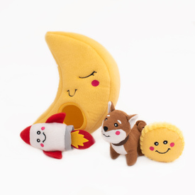 Zippy Paws Burrow Interactive Dog Toy - To the Moon with 3 Squeaker Toys image 1