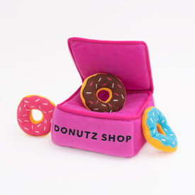 Zippy Paws Burrow Interactive Dog Toy - Donutz Box with 3 Squeaker Toys image 1