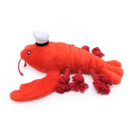 Zippy Paws Playful Pal Plush Squeaker Rope Dog Toy - Luca the Lobster  image 1