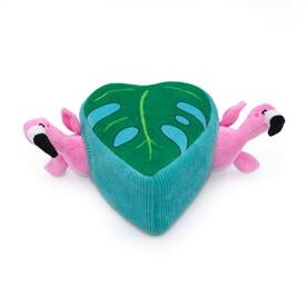 Zippy Paws Zippy Burrow Interactive Dog Toy - 3 Flamingos in Monstera Leaf image 1