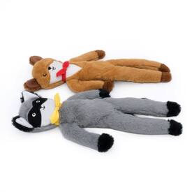 Zippy Paws Fluffy Peltz Plush Squeaker Dog Toy - Raccoon & Chipmunk 2-Pack image 1