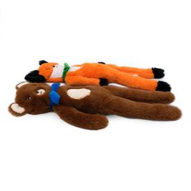 Zippy Paws Fluffy Peltz Plush Squeaker Dog Toy - Bear & Fox 2-Pack image 1
