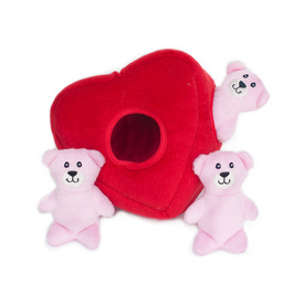 Zippy Paws Burrow Interactive Dog Toy - Heart 'n Bears with 3 Squeaky Bears image 1