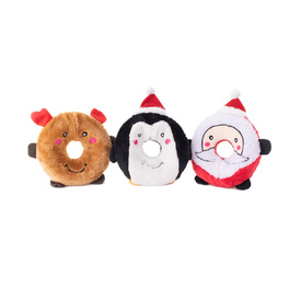 Zippy Paws Christmas Holiday Donutz Buddies Squeaker Dog Toy - Santa image 1