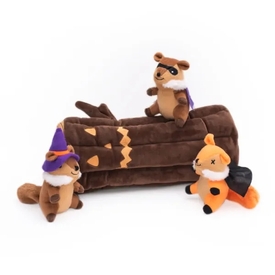 Zippy Paws Halloween Burrow Dog Toy - Haunted Log + 3 Squeaker Toys image 1