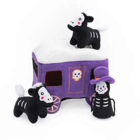 Zippy Paws Halloween Burrow Dog Toy - Haunted Carriage + 3 Squeaker Toys image 1