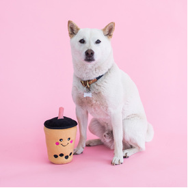 Zippy Paws NomNomz Squeaker Dog Toy - Boba Milk Tea image 1