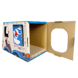 Zodiac Cardboard Cat Scratcher & Lounger - Blue Ice Cream Van image 1
