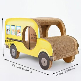 Zodiac Cardboard Cat Scratcher & Lounger - Yellow Bus image 1